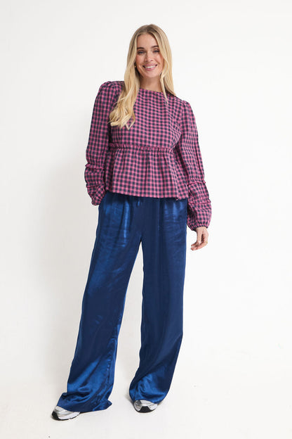 Erika Pink & Navy Gingham Top