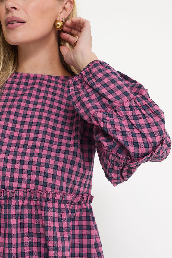 Erika Pink & Navy Gingham Top