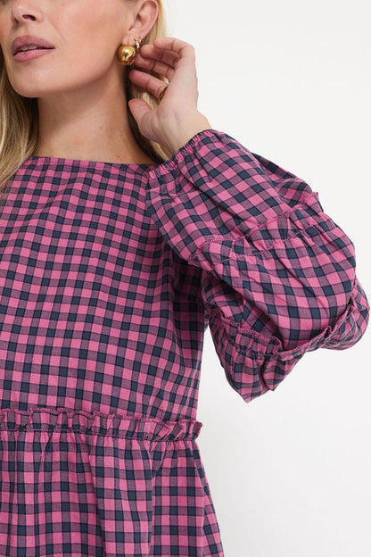Erika Pink & Navy Gingham Top