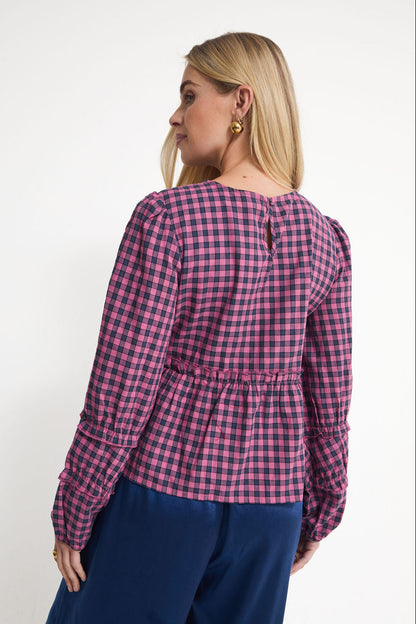Erika Pink & Navy Gingham Top