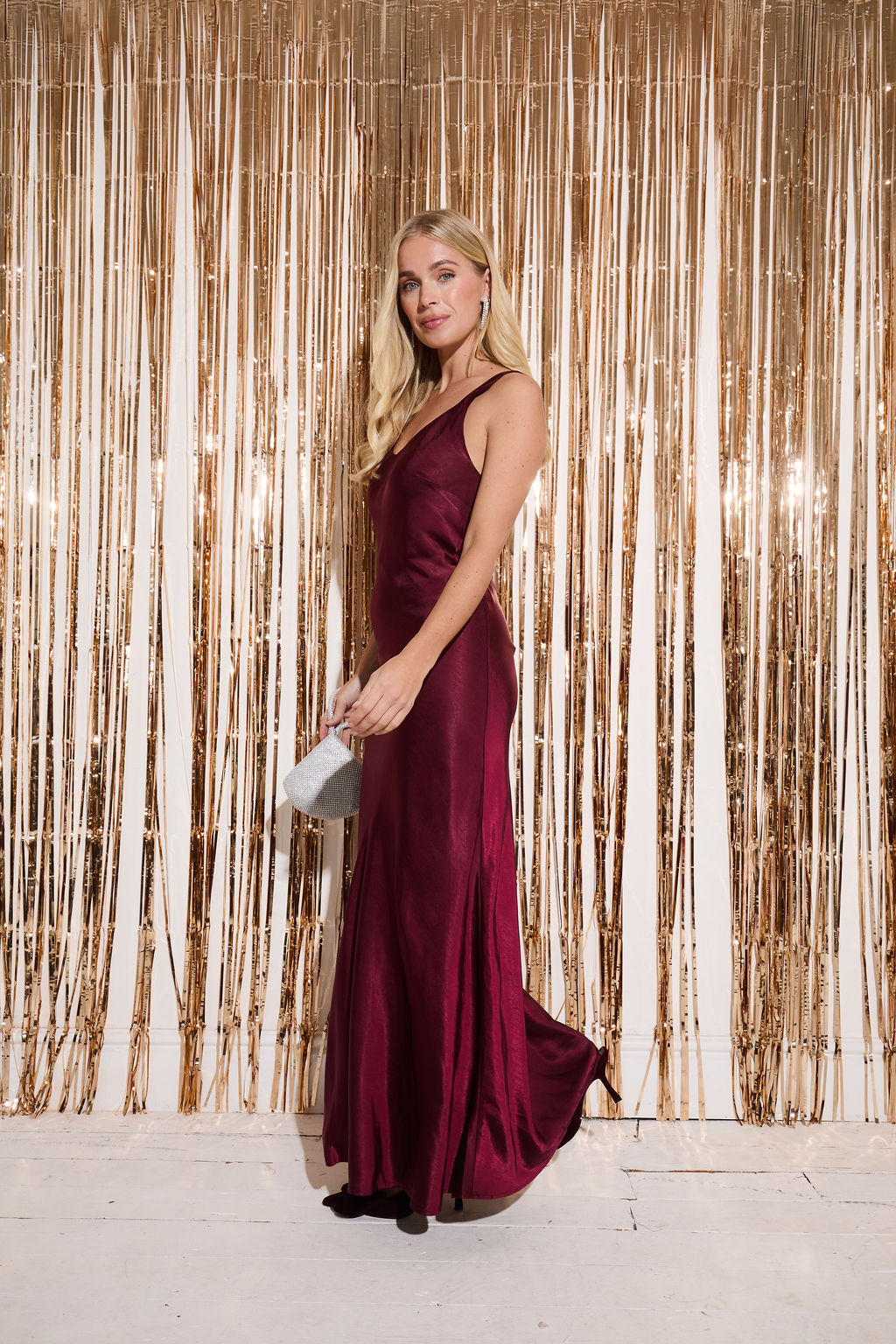 Gabriella Burgundy Satin Slip Dress