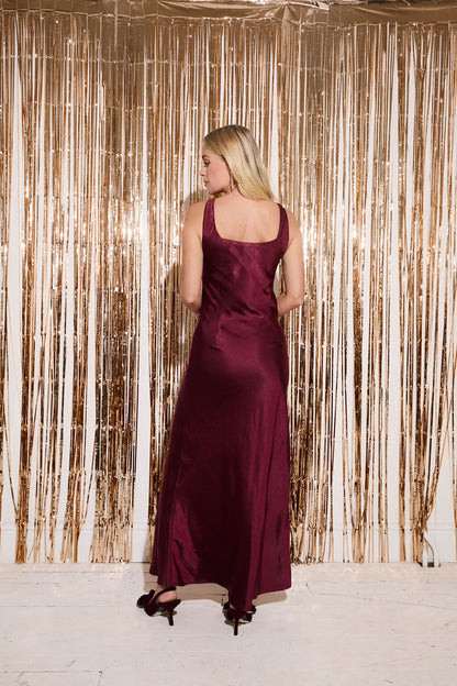 Gabriella Burgundy Satin Slip Dress