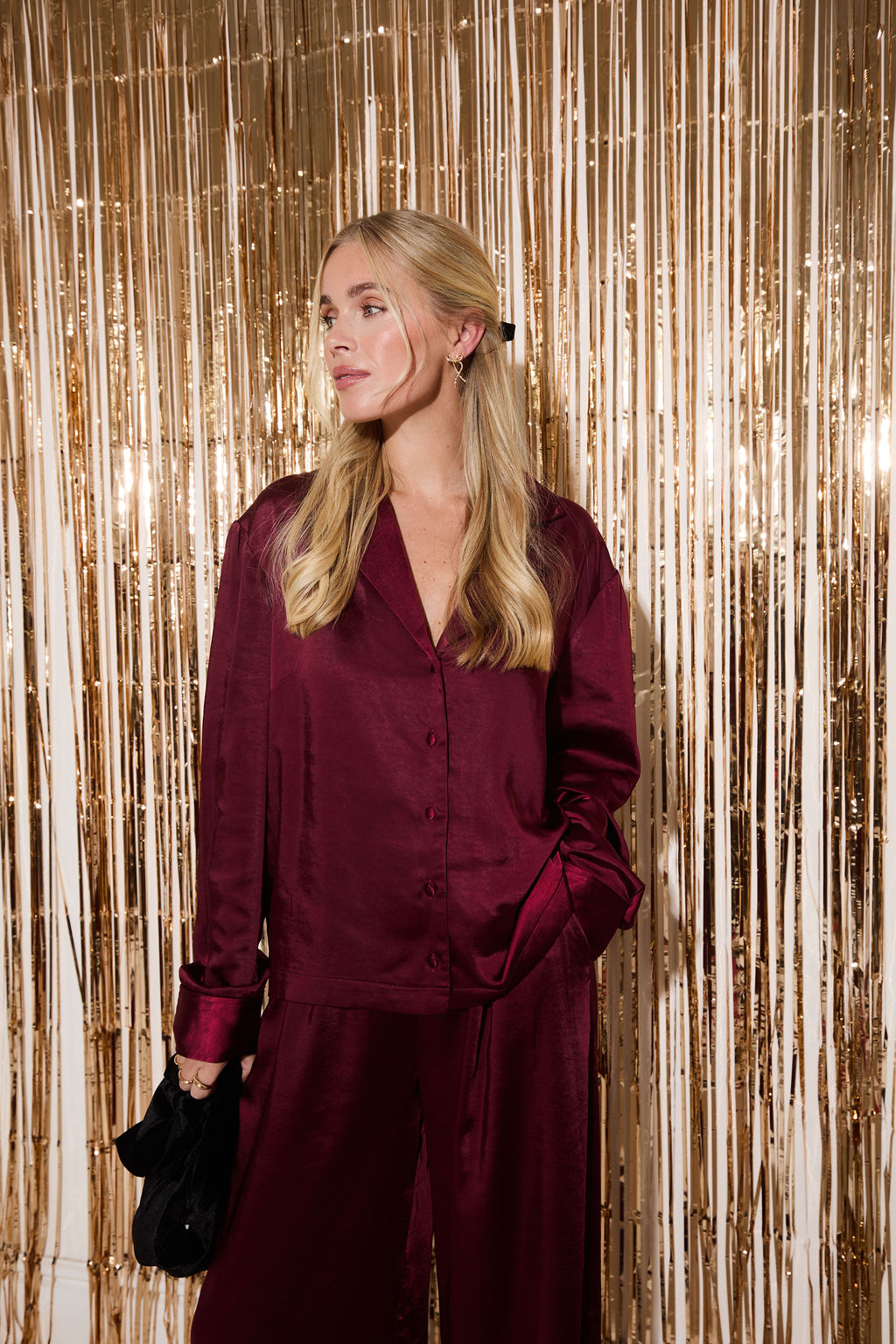 Bex Burgundy Relaxed Satin Shirt