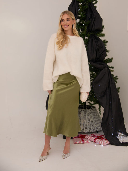 Angel Khaki Satin Skirt