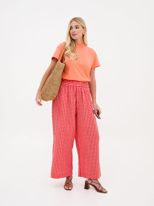 Ria Gingham Wide-Leg Culottes