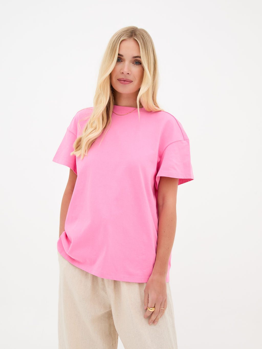 Ennis Pink Relaxed Cotton T-Shirt