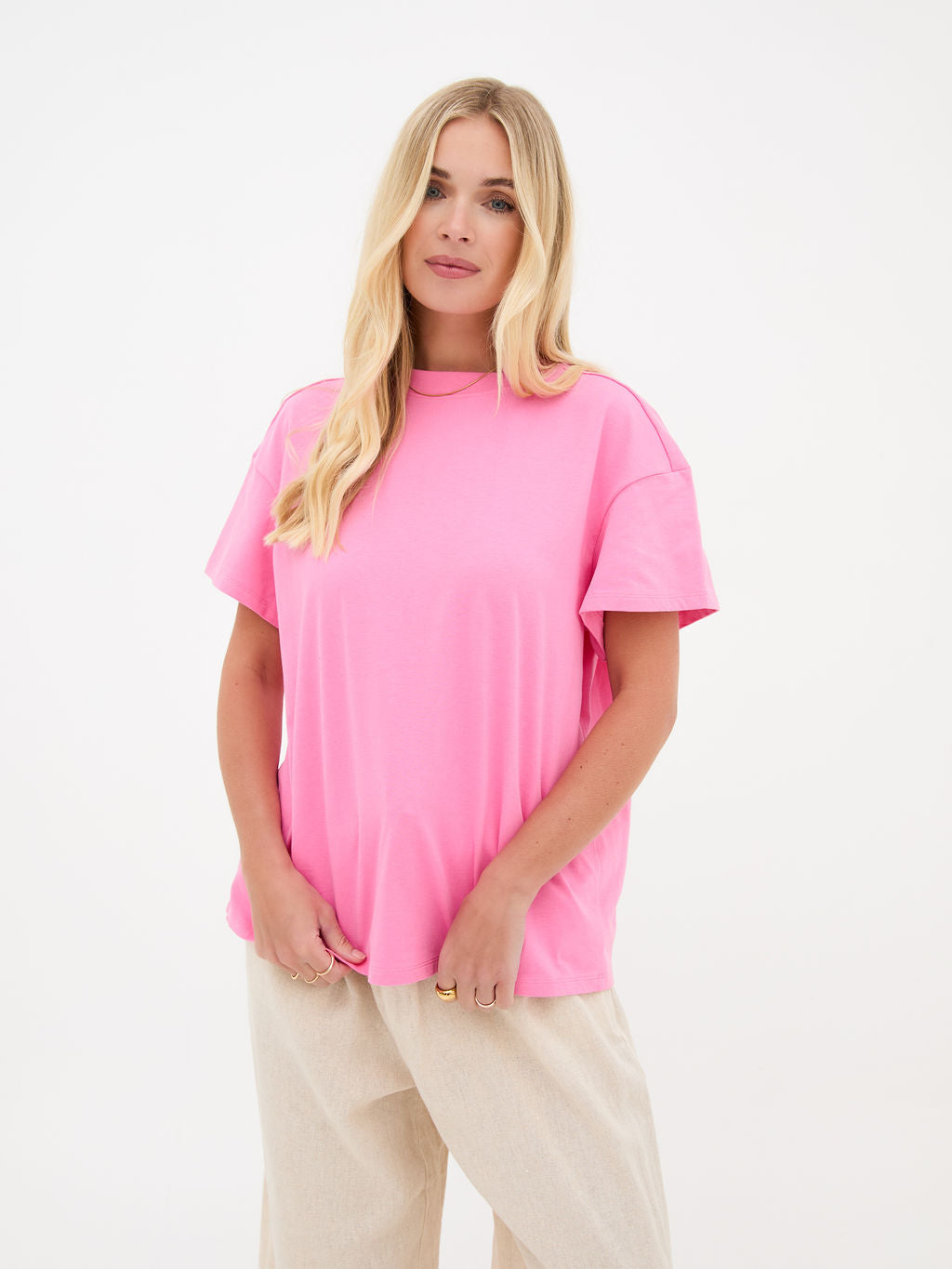 Ennis Pink Relaxed Cotton T-Shirt