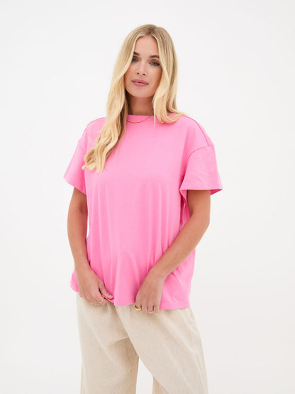 Ennis Pink Relaxed Cotton T-Shirt