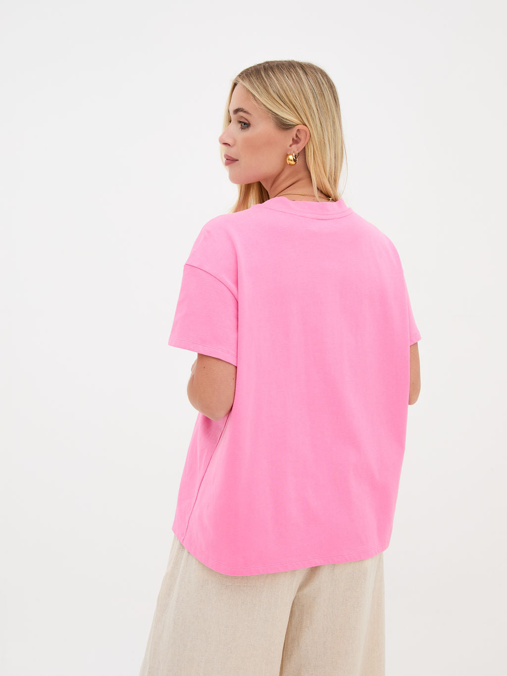 Ennis Pink Relaxed Cotton T-Shirt