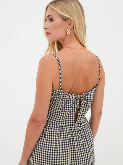 Rose Black & White Gingham Midi Dress