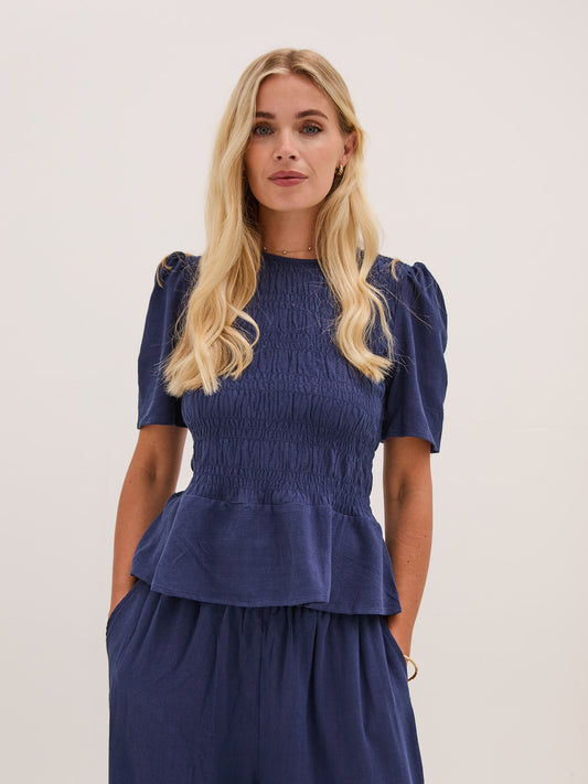 Marina Navy Peplum Top
