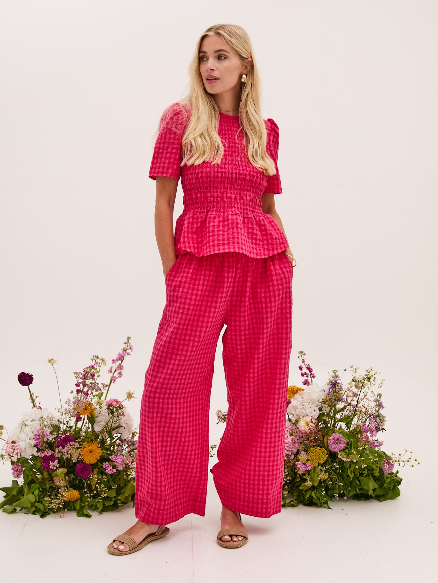Ria Pink Gingham Culottes