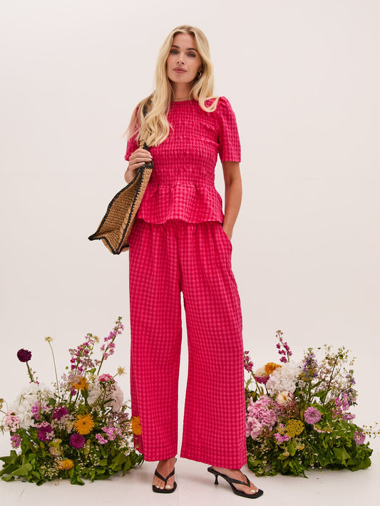 Ria Pink Gingham Culottes