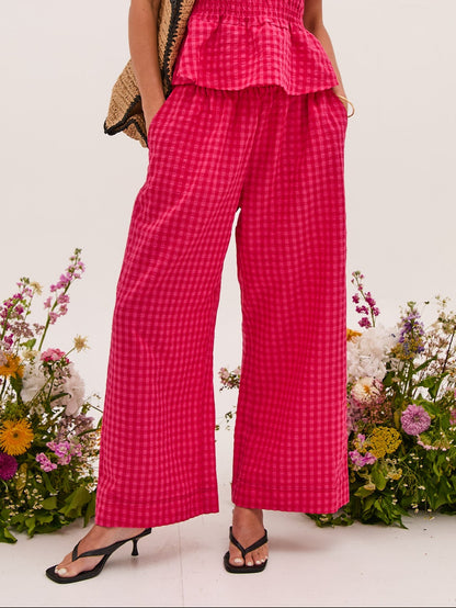 Ria Pink Gingham Culottes