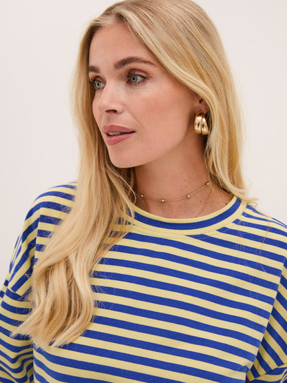 Zara Blue & Yellow Lightweight Stripe Sweatshirt