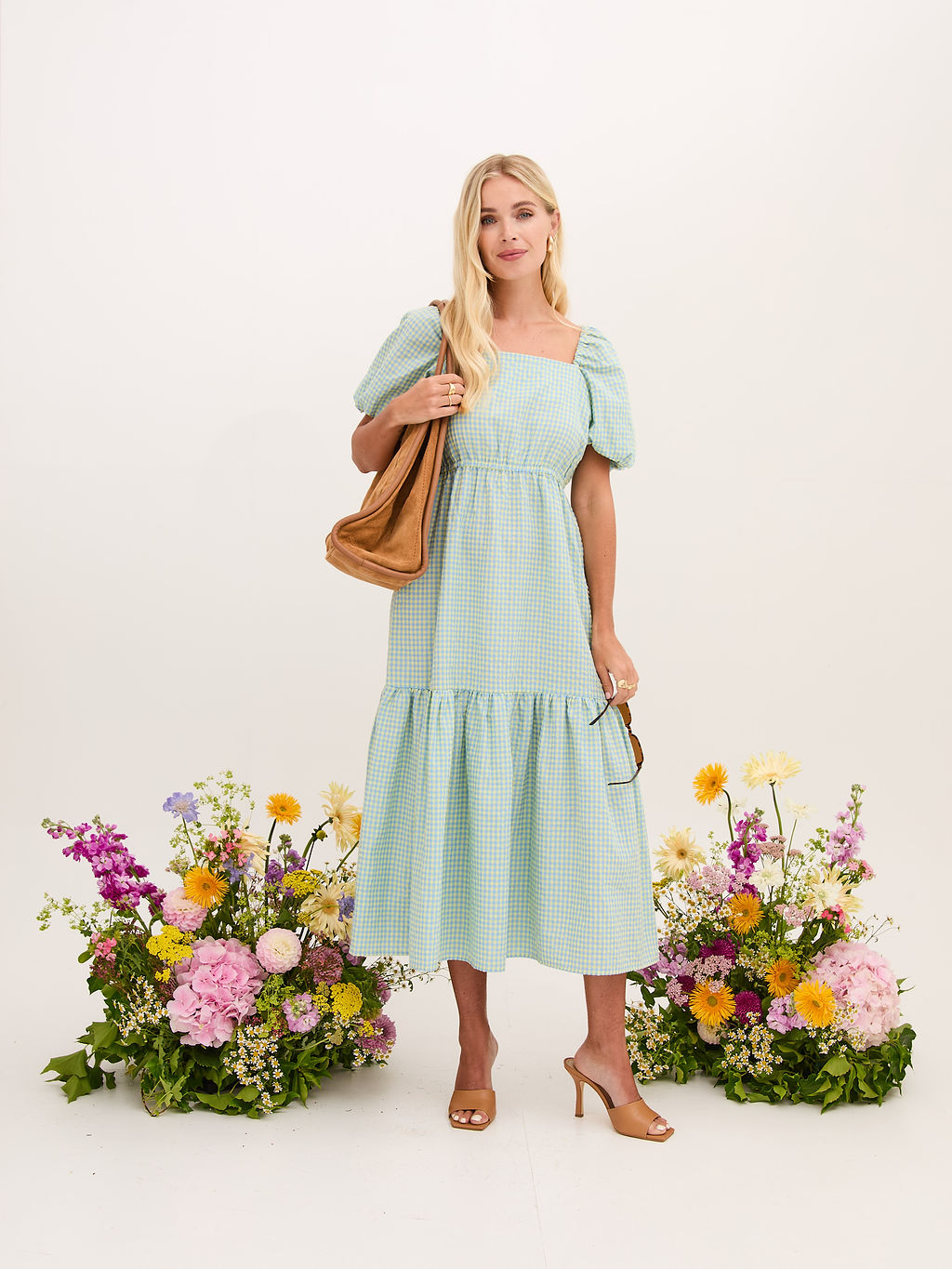 Eliza Gingham Midi Dress
