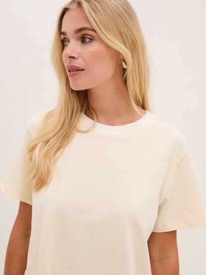 Ennis Cream Relaxed Cotton T-Shirt