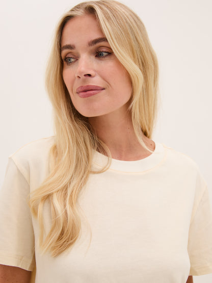 Ennis Cream Relaxed Cotton T-Shirt