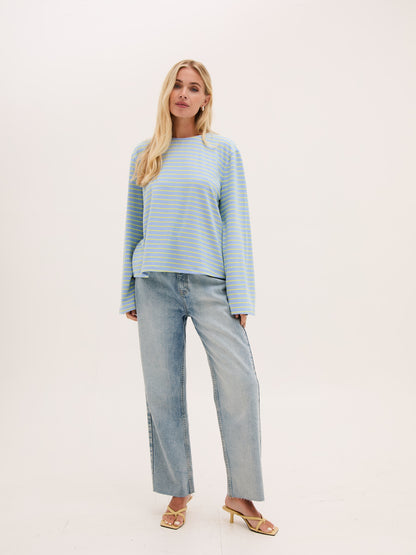 Celine Blue & Yellow Stripe Super Soft Top