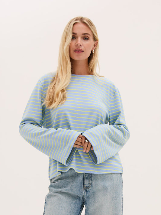Celine Blue & Yellow Stripe Super Soft Top