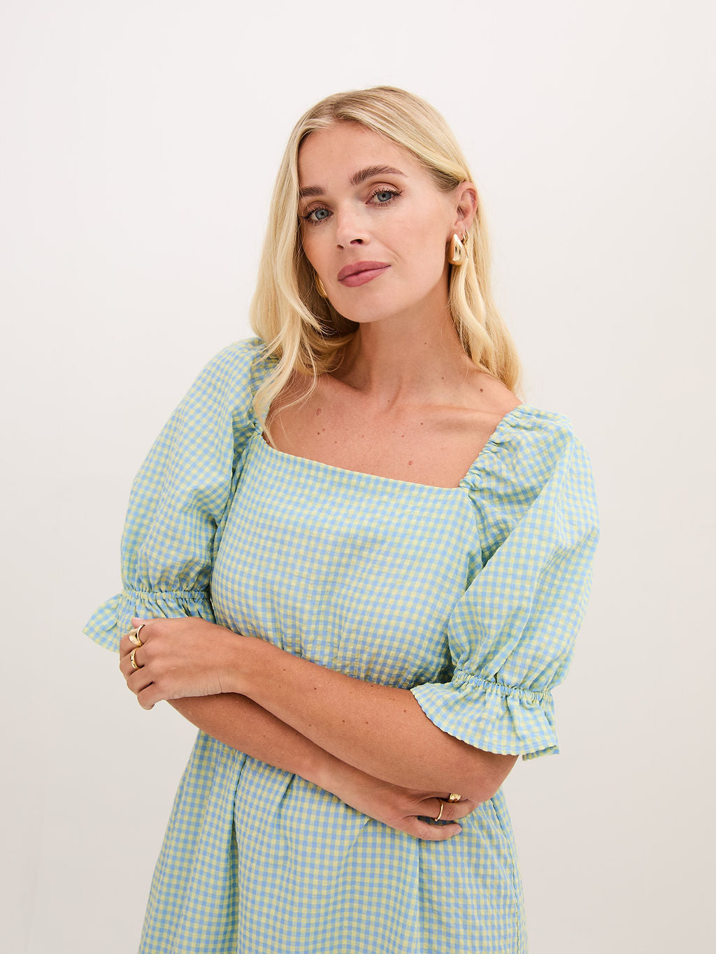 Eliza Gingham Midi Dress