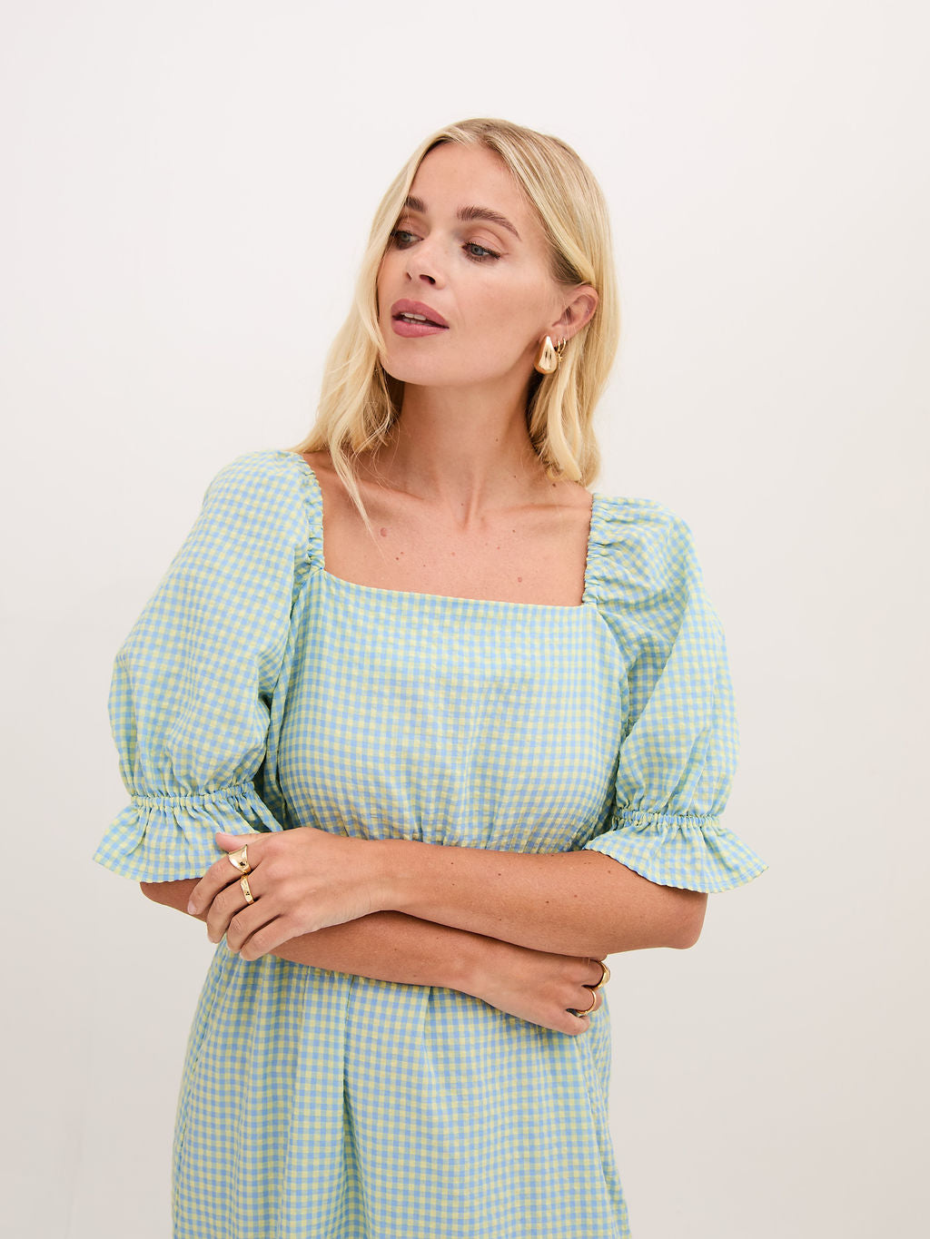 Eliza Gingham Midi Dress