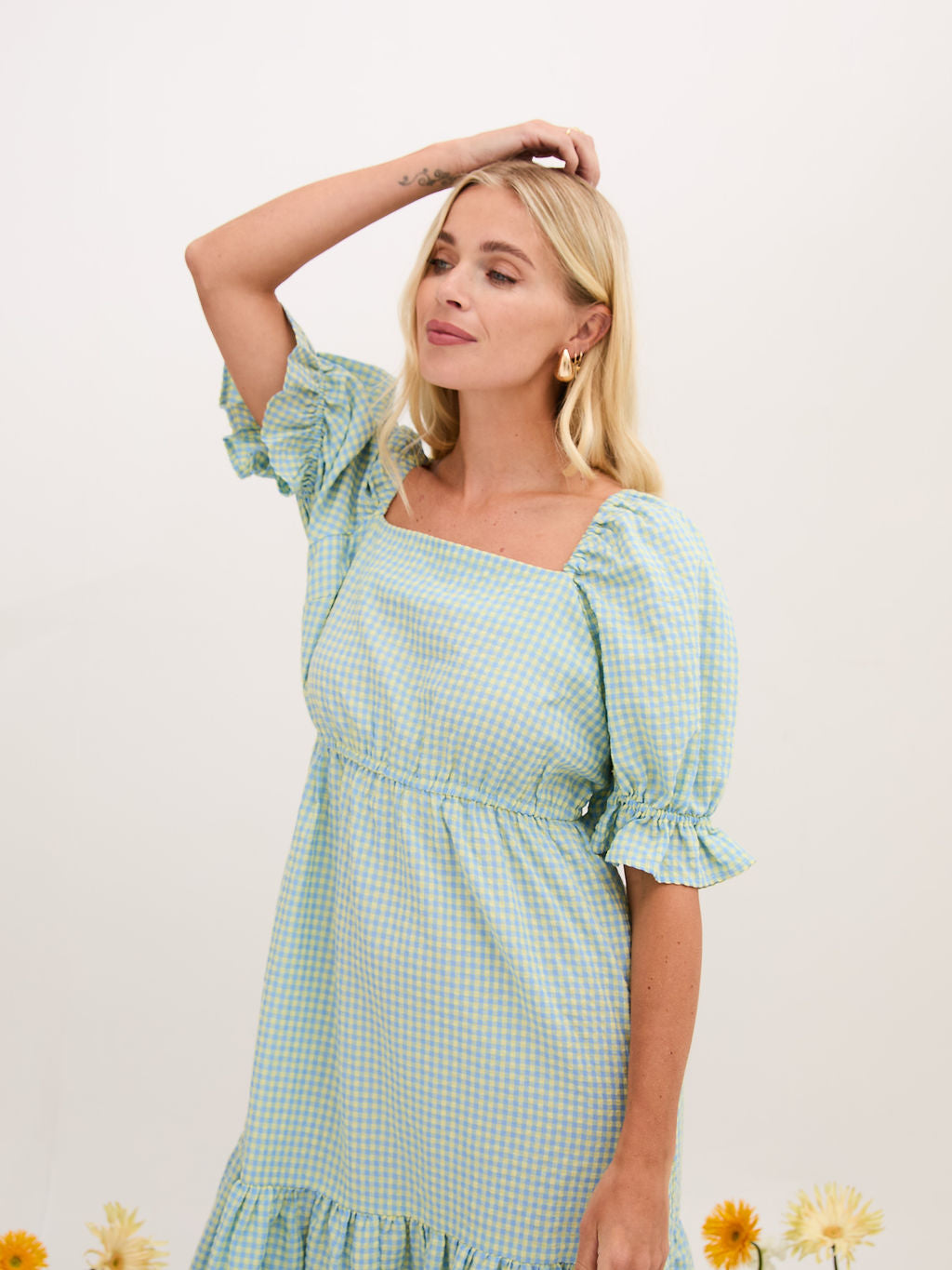 Eliza Gingham Midi Dress