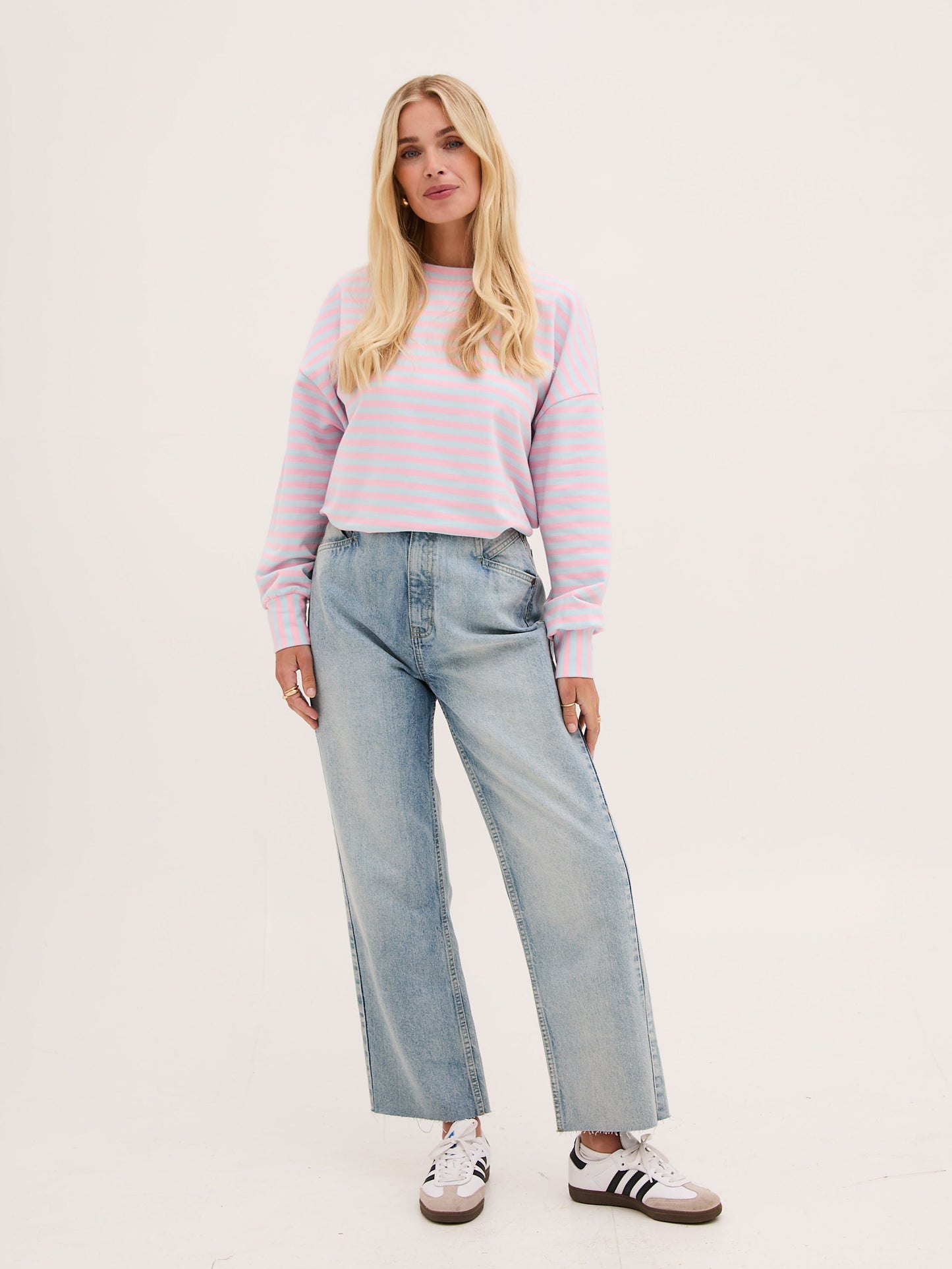 Zara Pink & Blue Lightweight Stripe Sweatshirt