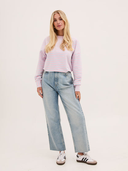 Zara Pink & Blue Lightweight Stripe Sweatshirt