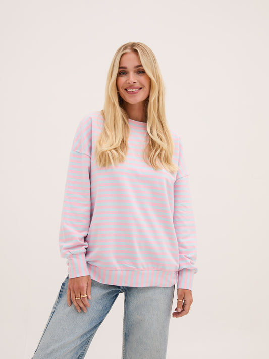 Zara Pink & Blue Lightweight Stripe Sweatshirt