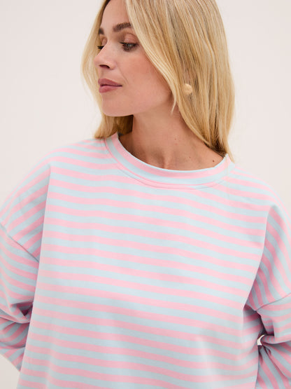 Zara Pink & Blue Lightweight Stripe Sweatshirt