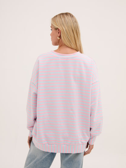 Zara Pink & Blue Lightweight Stripe Sweatshirt
