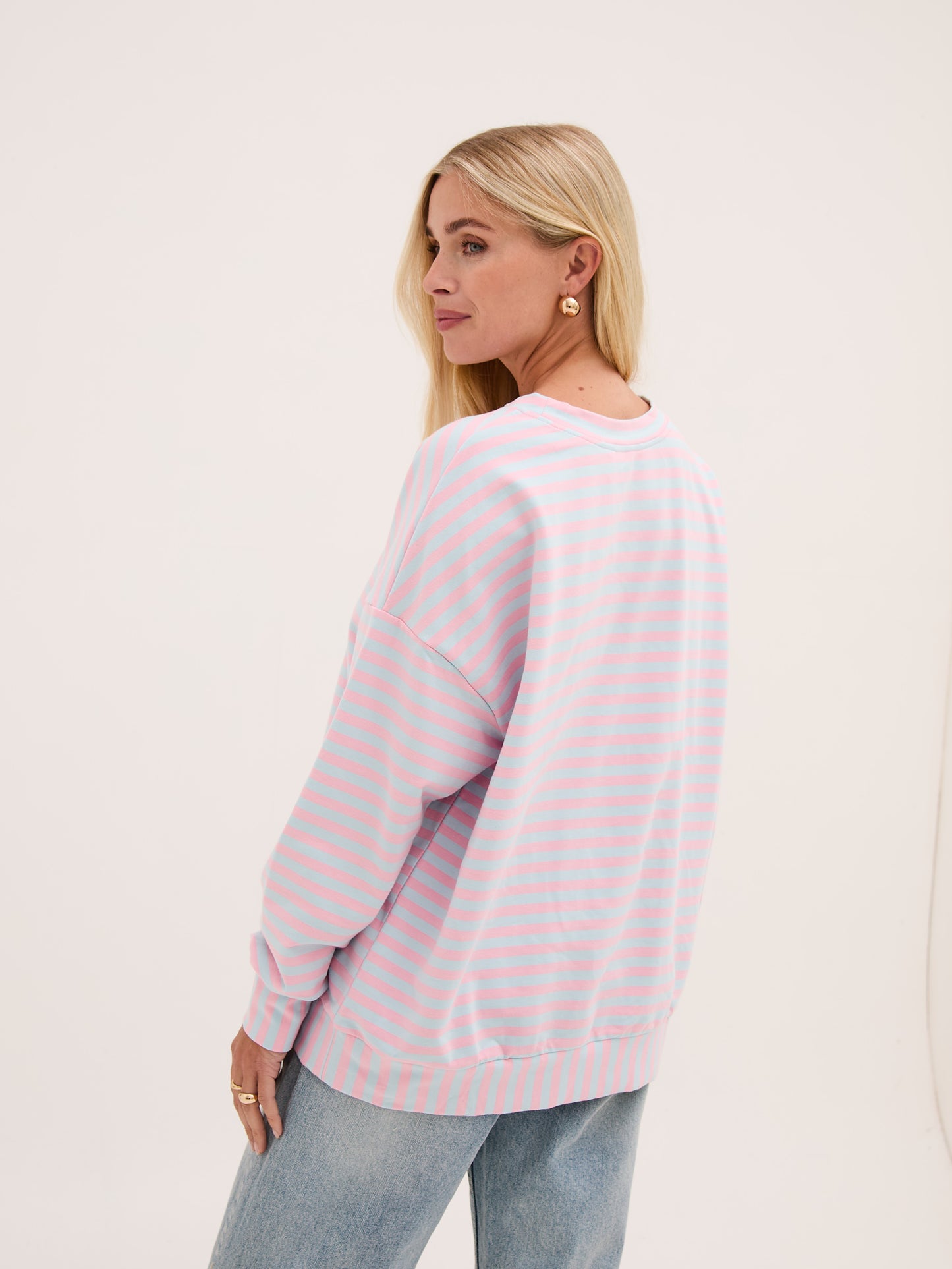 Zara Pink & Blue Lightweight Stripe Sweatshirt