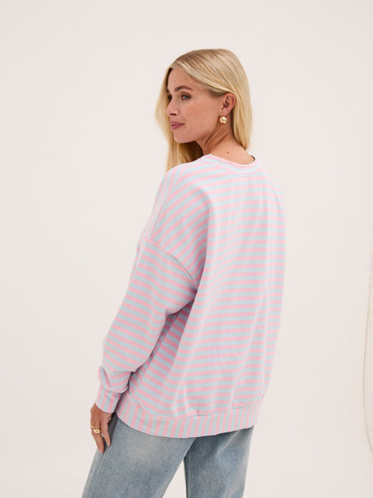 Zara Pink & Blue Lightweight Stripe Sweatshirt