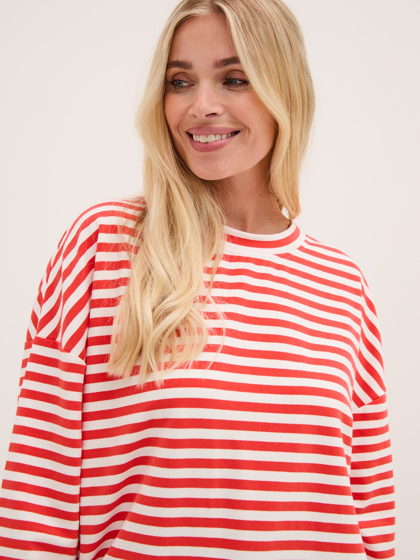 Zara Red & White Lightweight Stripe Sweatshirt