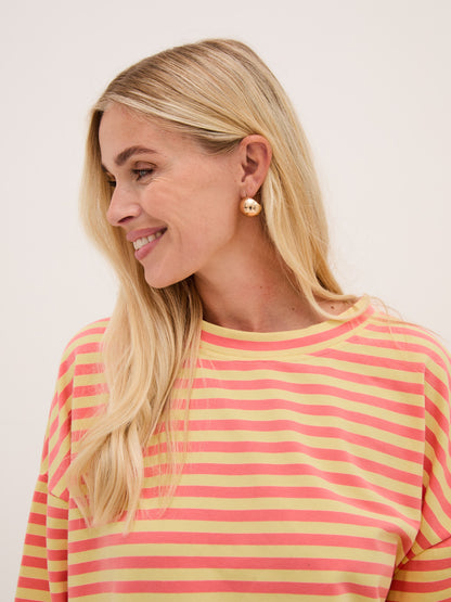 Zara Yellow & Coral Lightweight Stripe Sweatshirt