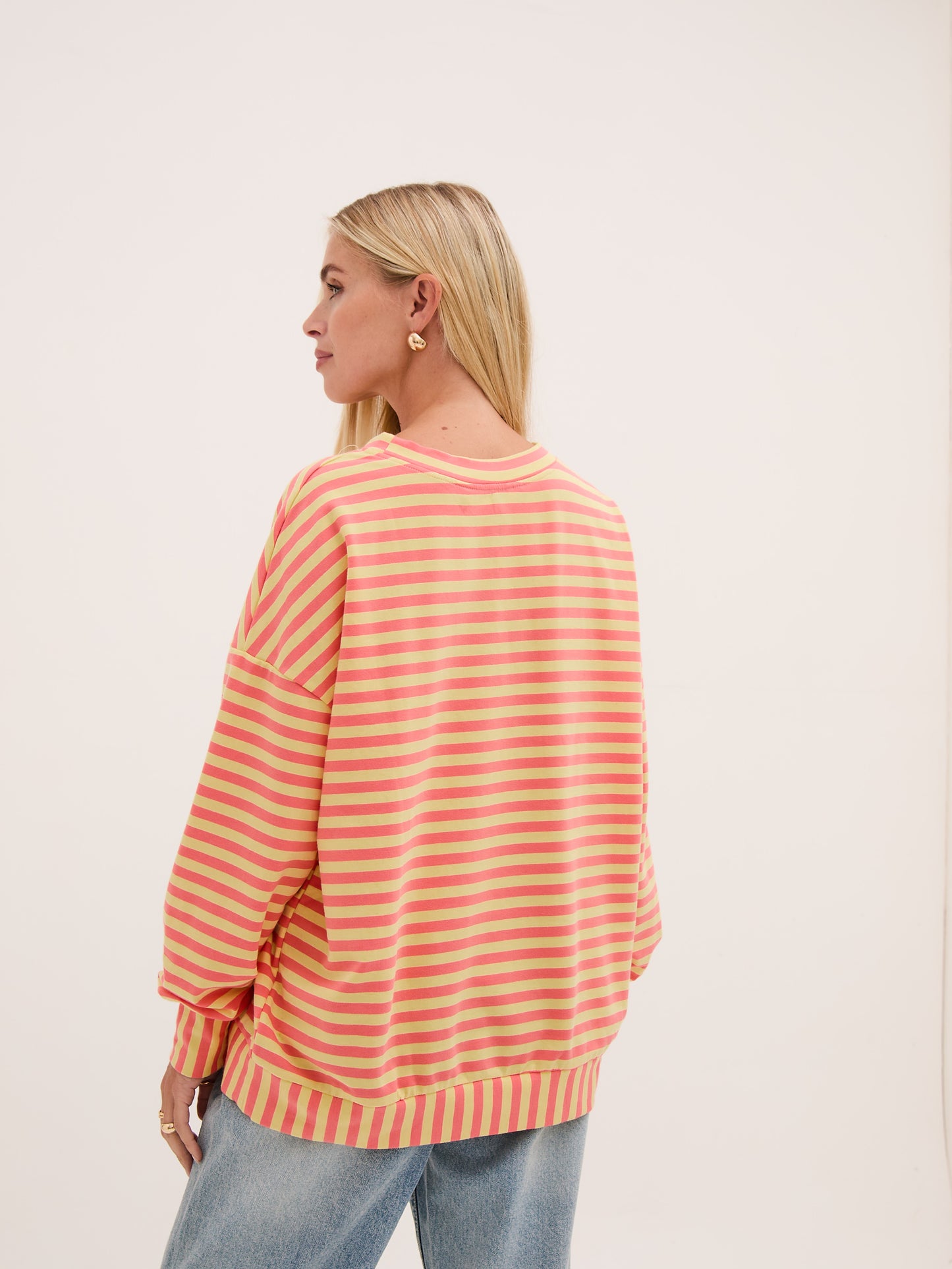 Zara Yellow & Coral Lightweight Stripe Sweatshirt