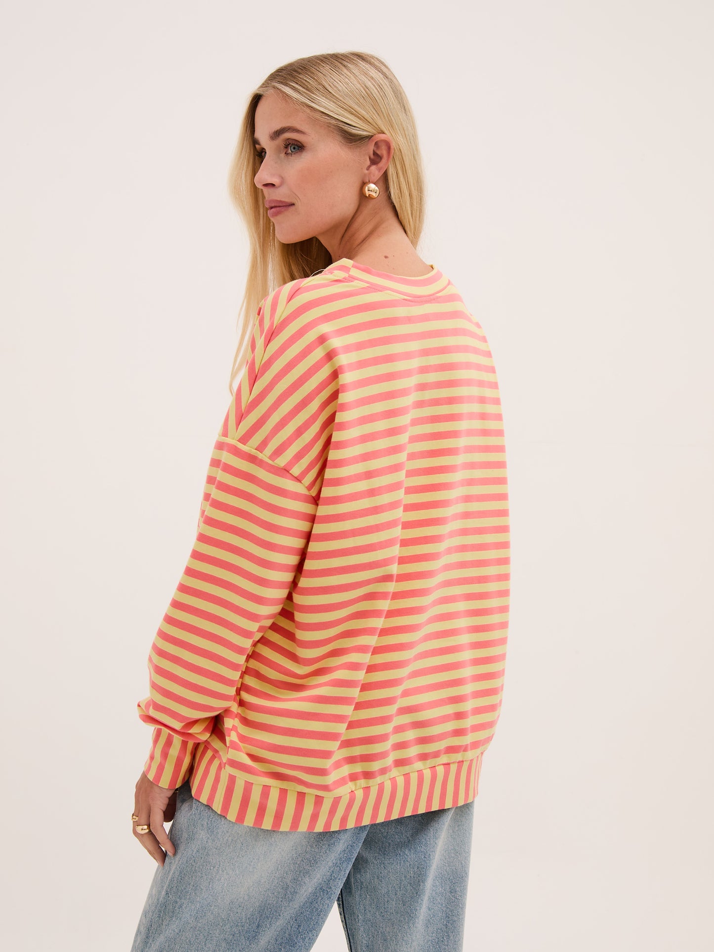 Zara Yellow & Coral Lightweight Stripe Sweatshirt