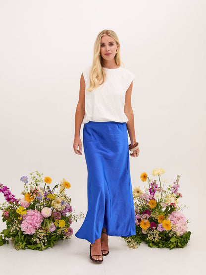 Angel Cobalt Satin Skirt