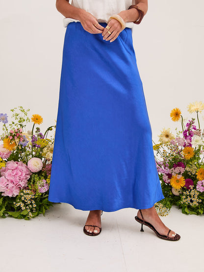 Angel Cobalt Satin Skirt