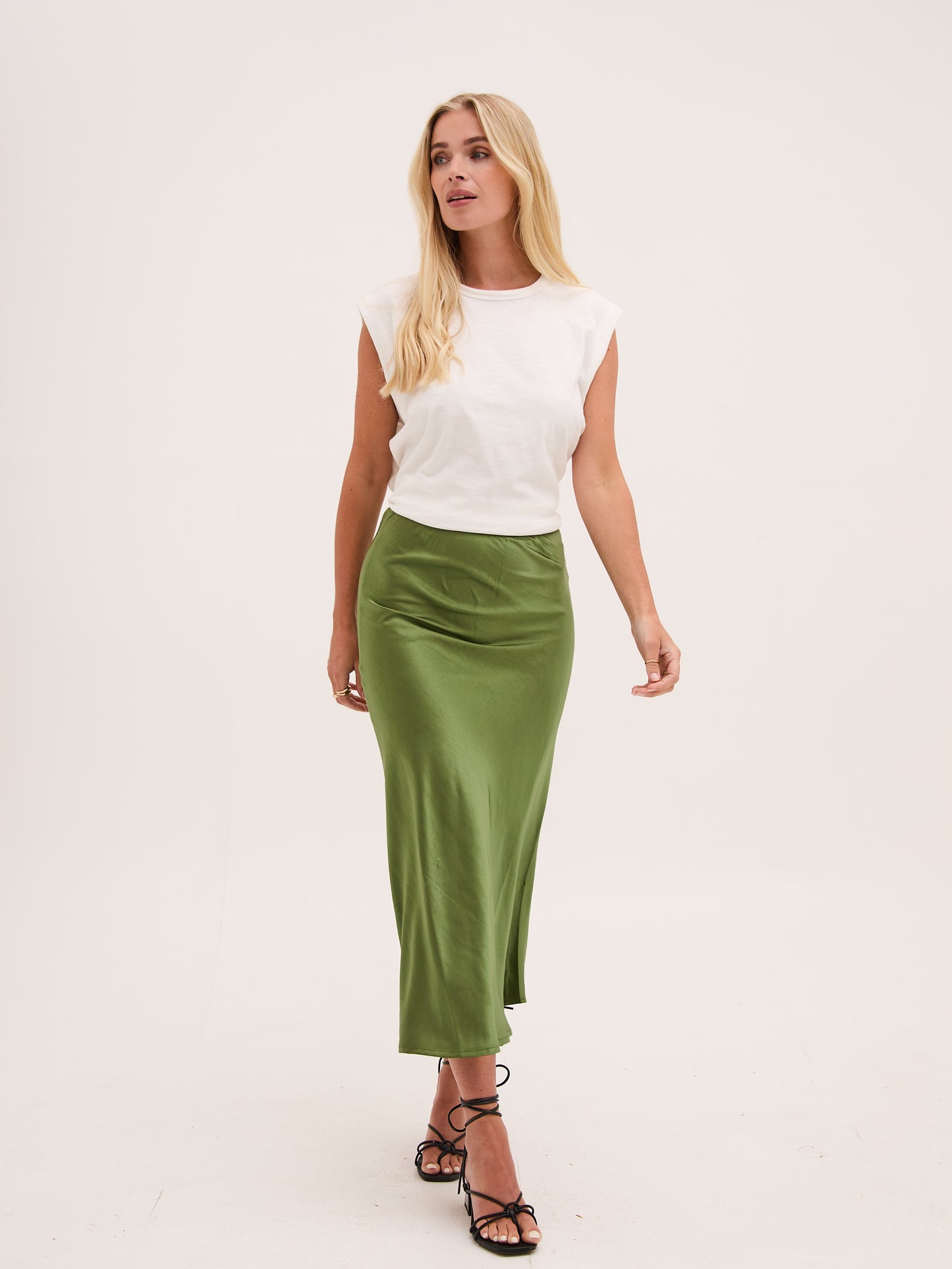 Angel Khaki Satin Skirt