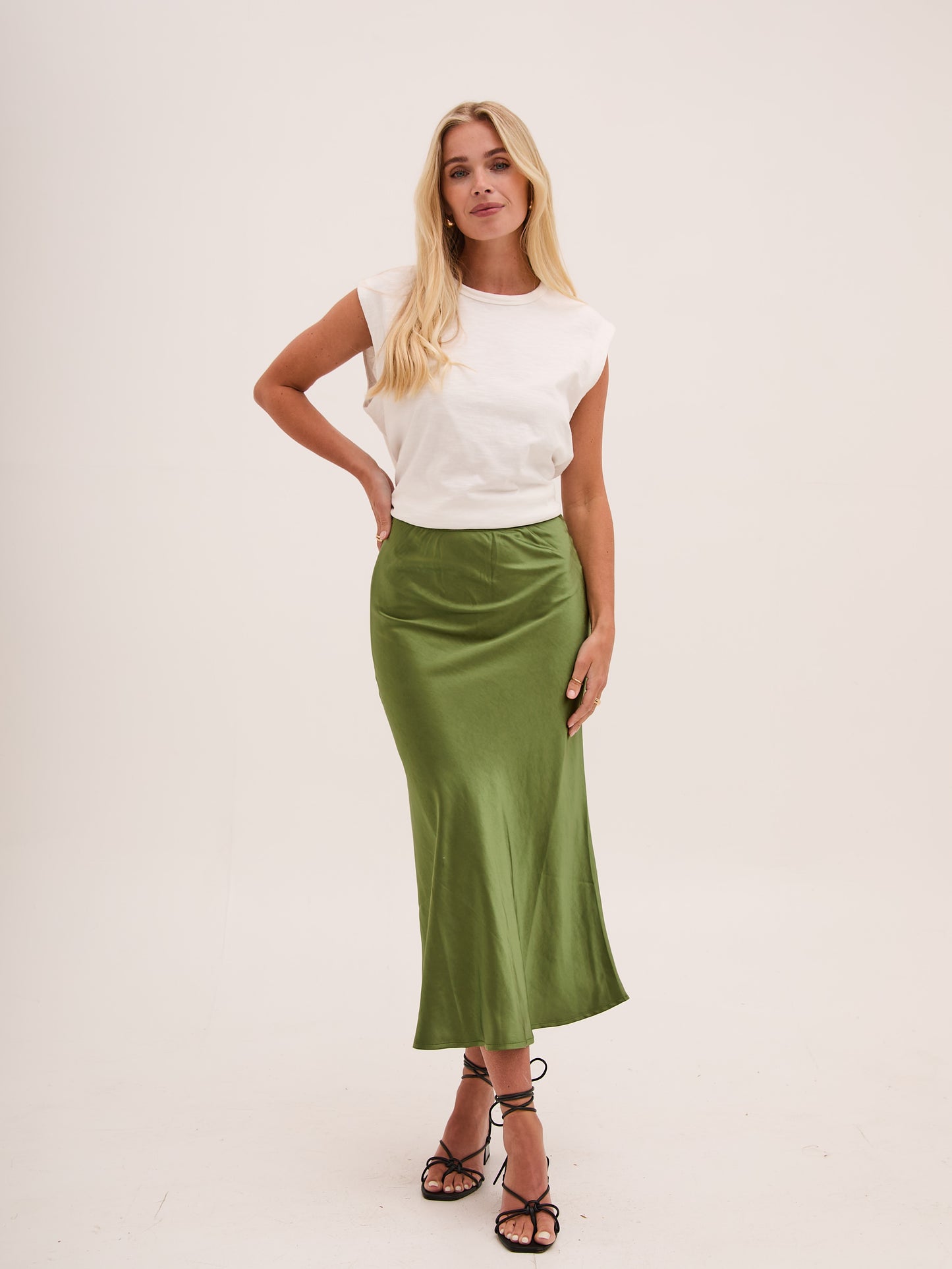 Angel Khaki Satin Skirt