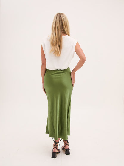 Angel Khaki Satin Skirt