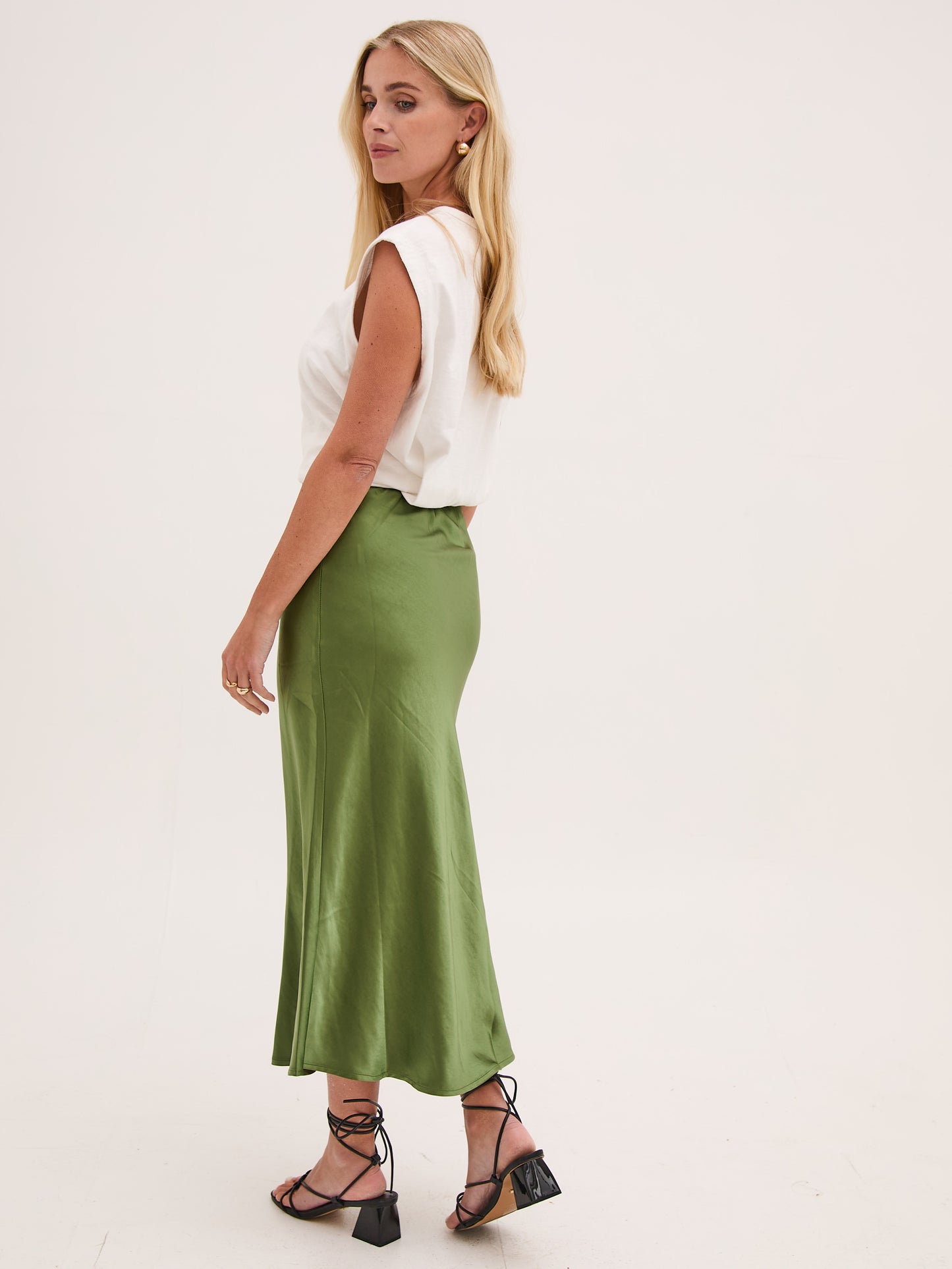 Angel Khaki Satin Skirt