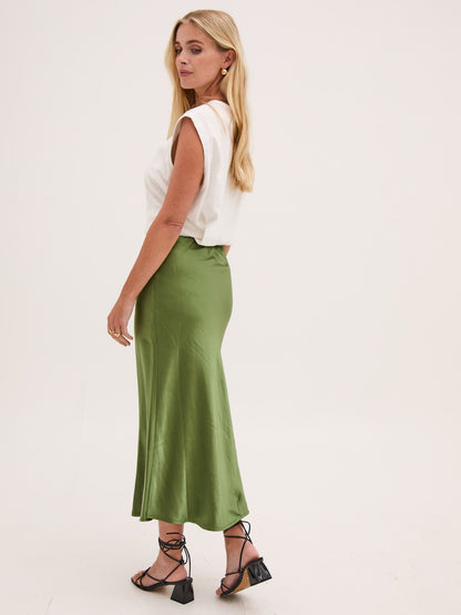 Angel Khaki Satin Skirt