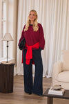 Cally Red & Navy Stripe Top