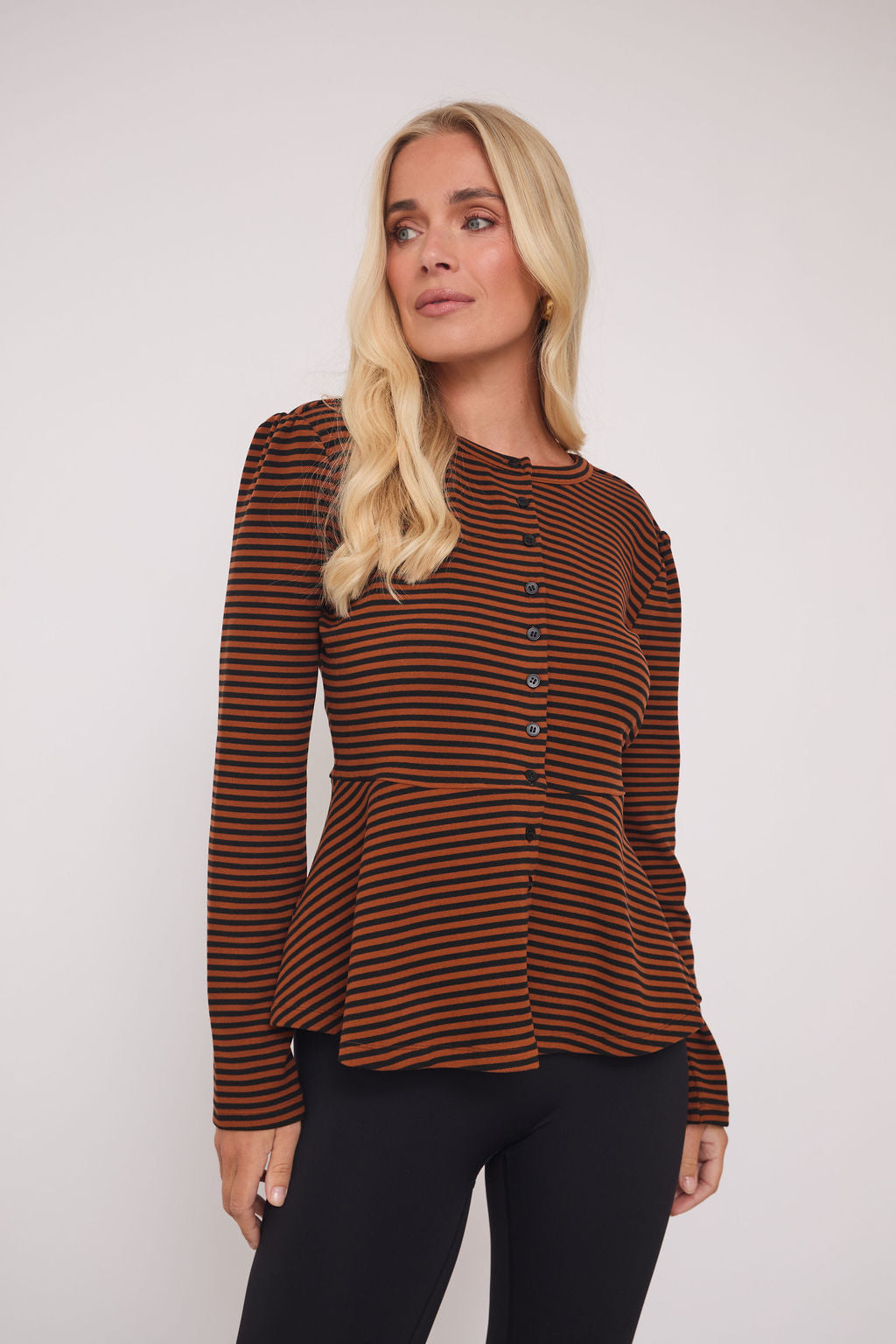 Tove Supersoft Stripe Peplum Top