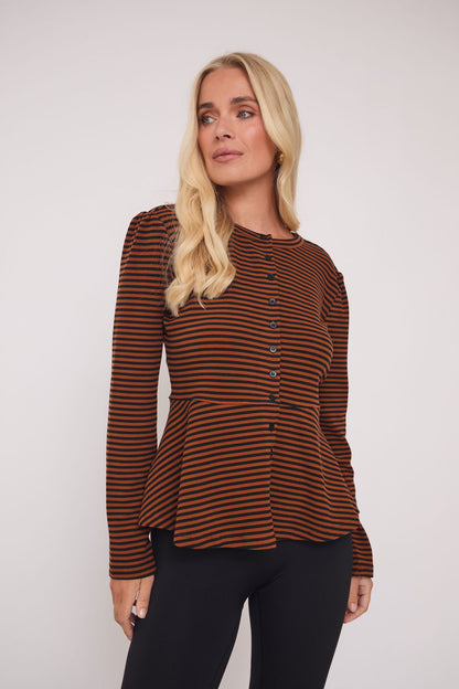 Tove Supersoft Stripe Peplum Top