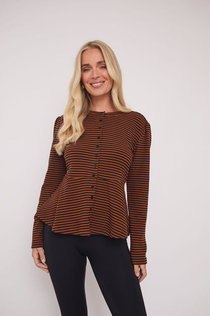 Tove Supersoft Stripe Peplum Top