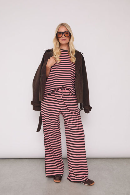 Molly Pink & Brown Super Soft Stripe Trousers